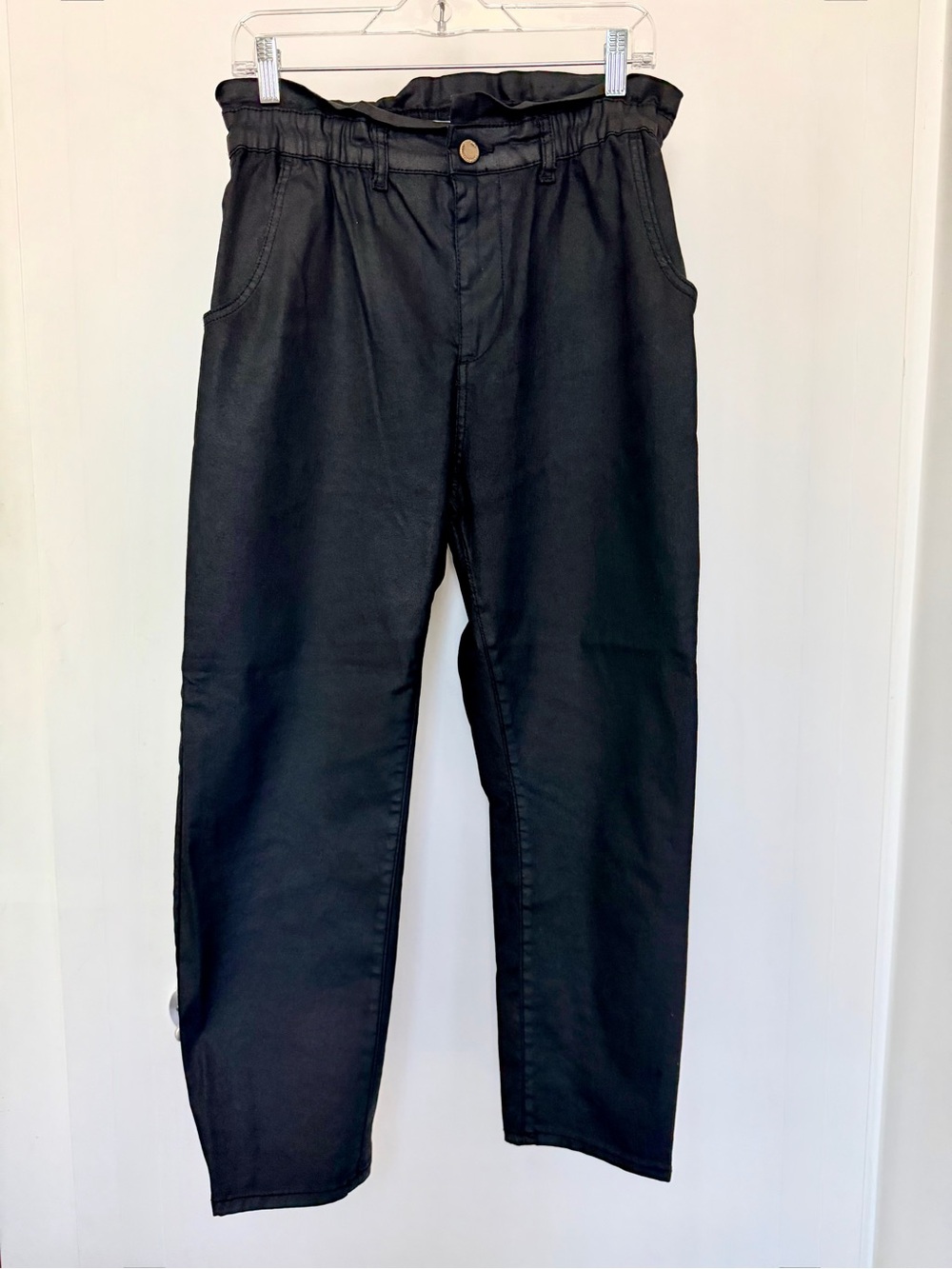 Zara Waxed Jean Paper-bag pants